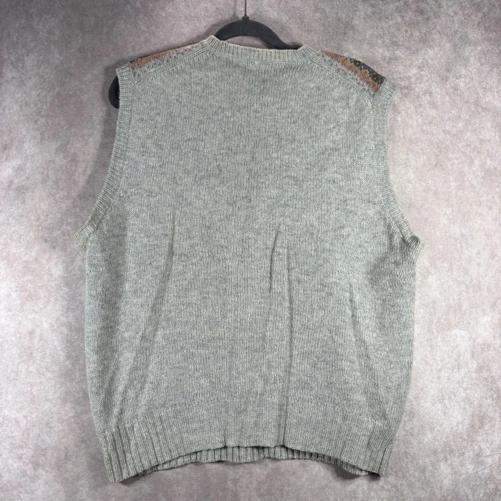 The Denver Sweater Vest Mens‎ XL Gray Fair Isle Private Stock Virgin Wool V-Neck